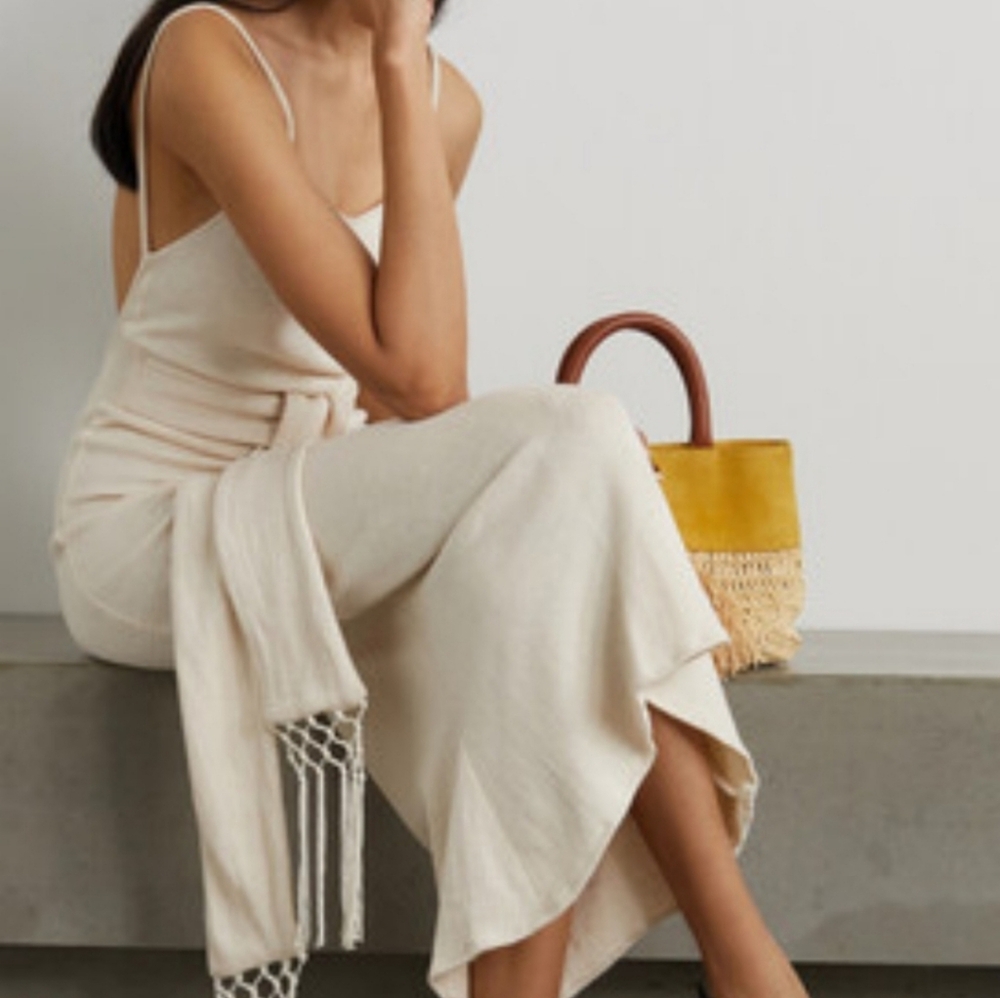 NWT Savannah Morrow The Label Ara open back cotton and silk blend midi dress